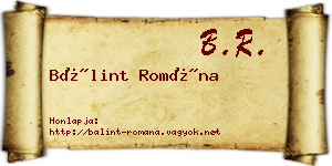 Bálint Romána névjegykártya
